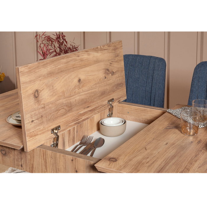Hanah Home Vina 1048 Mesa Extensible y Sillas, Pino Atlántico y Azul Oscuro